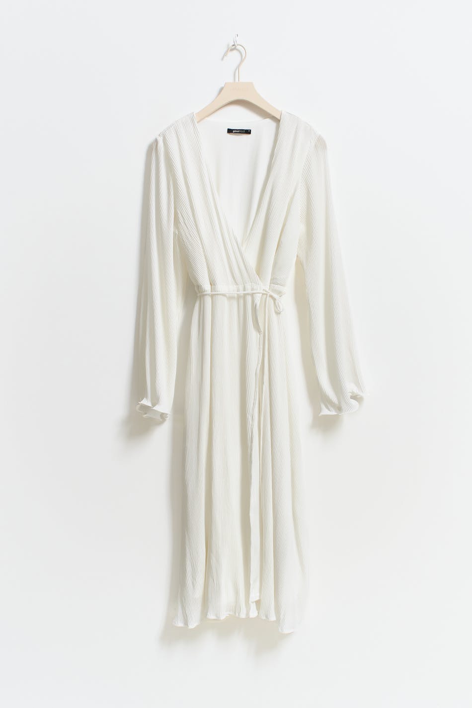 Pleated midi wrap dress