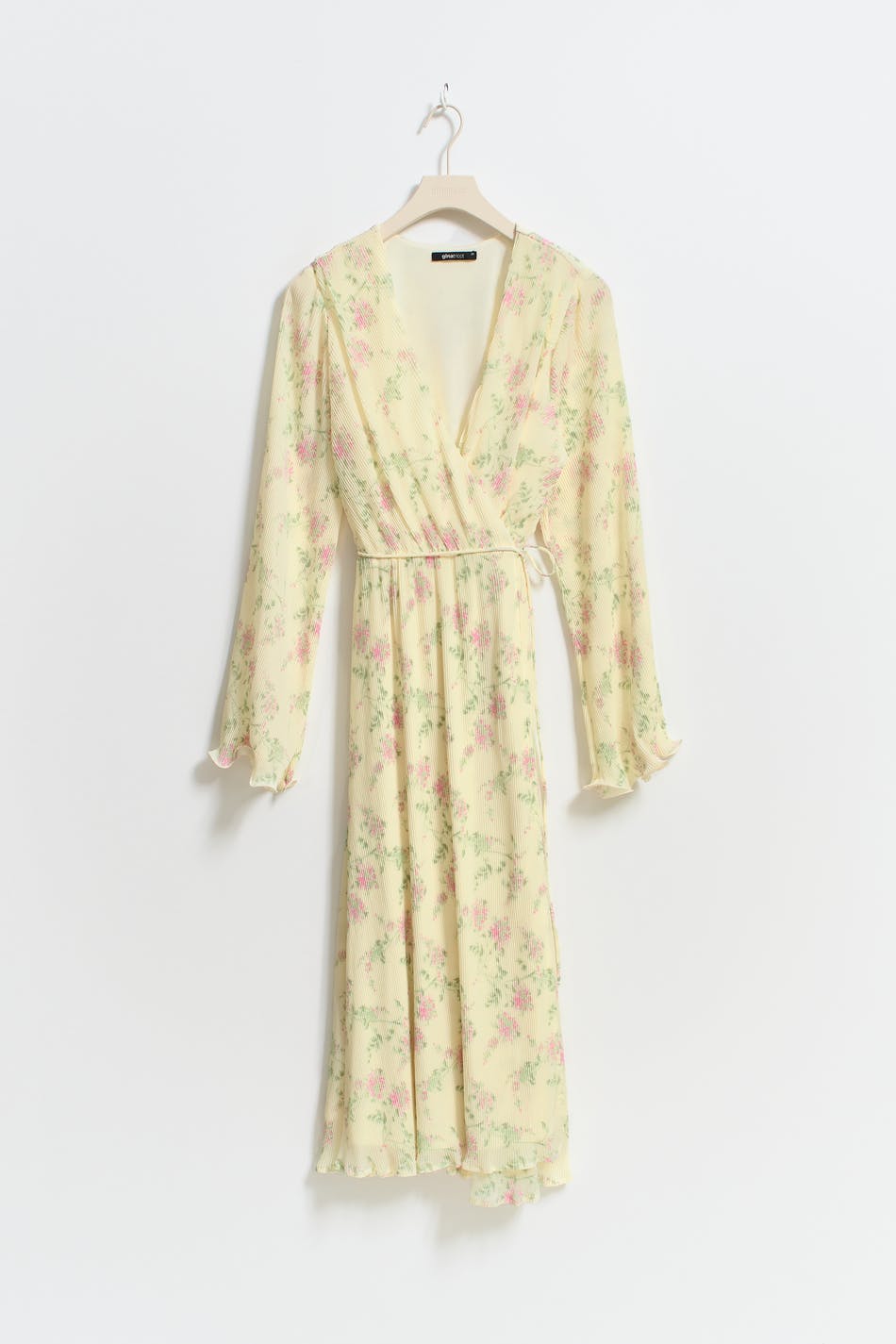 Pleated midi wrap dress