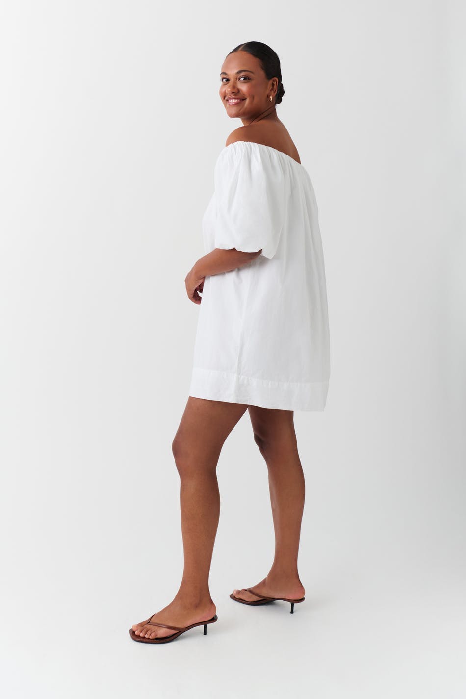 Off shoulder poplin dress