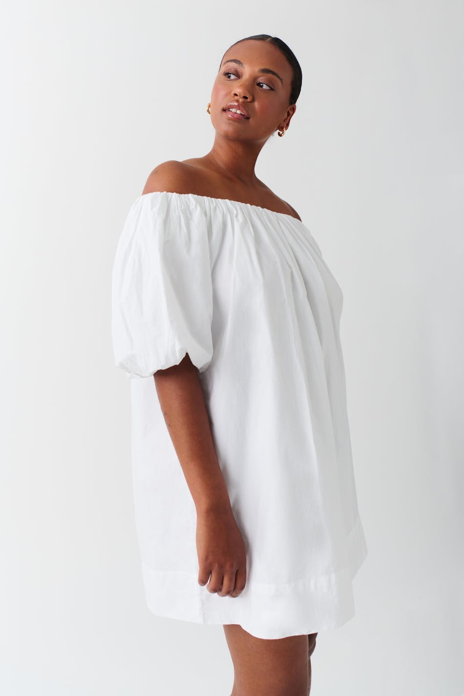 Off shoulder poplin dress