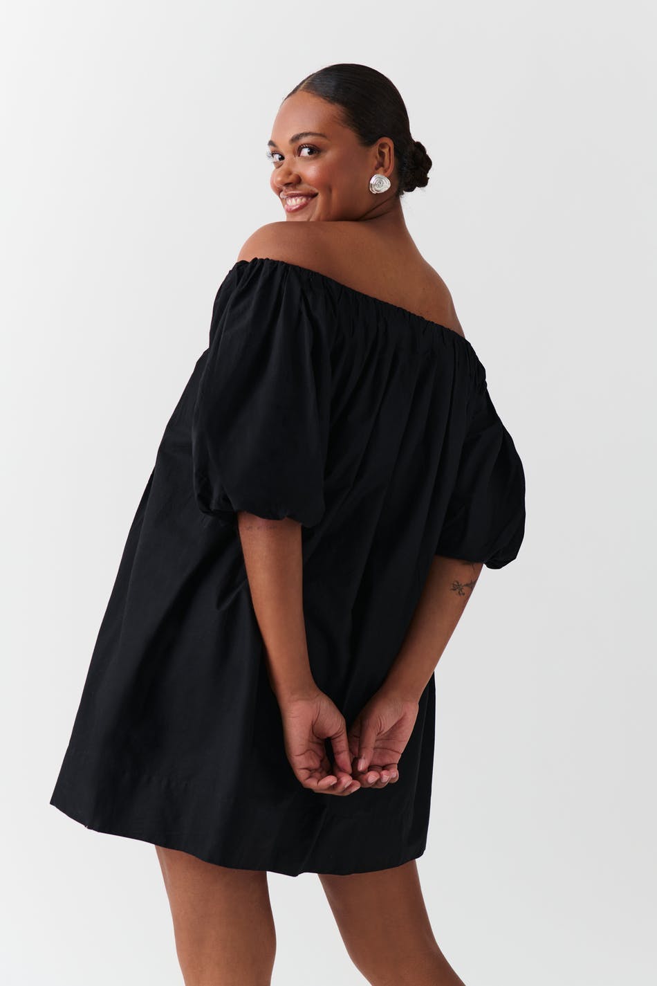 Off shoulder poplin dress