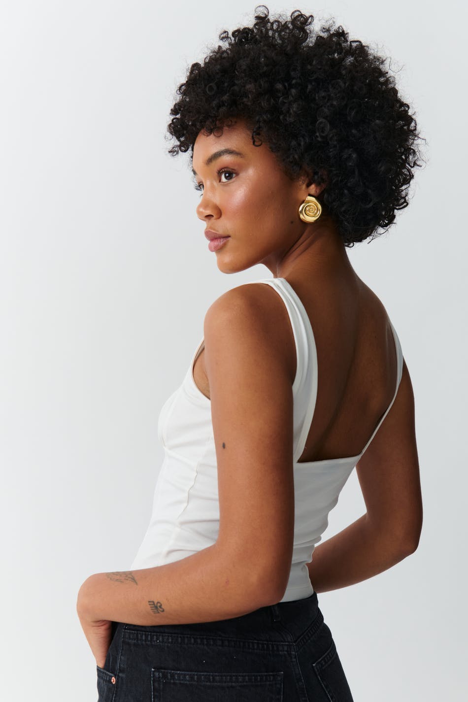 Gathered square neck singlet