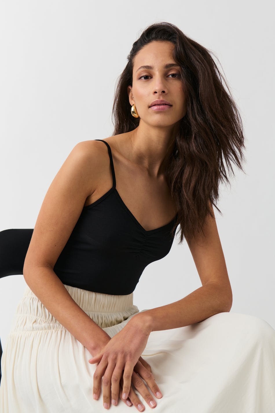 V-neck ruched singlet