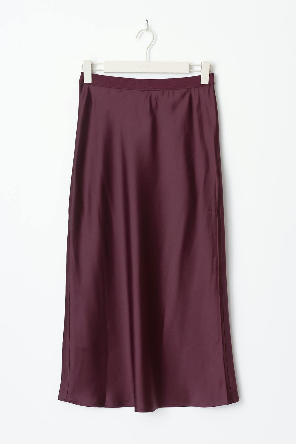 elastic satin midi skirt