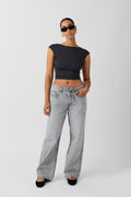 Tie waist baggy jeans