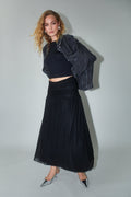 Ruched mesh maxi skirt