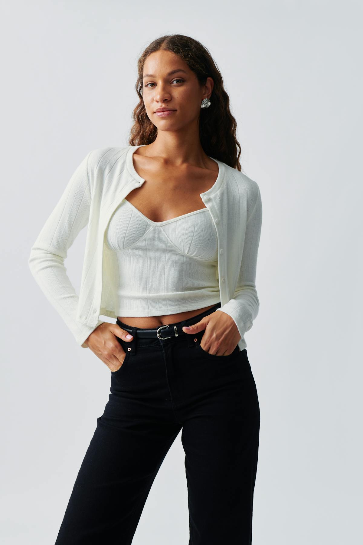 Rib cardigan set