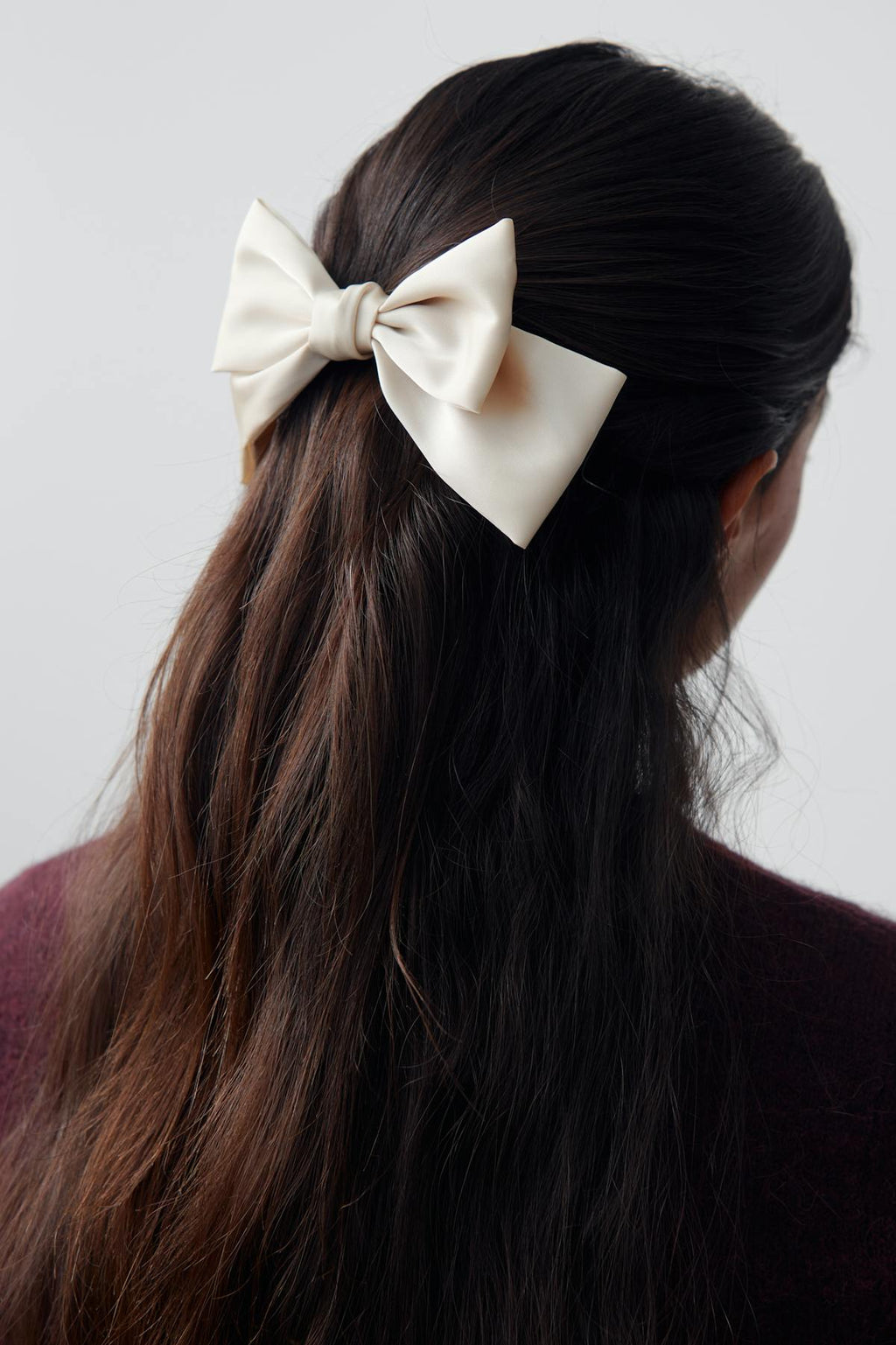 Satin bow hair clip