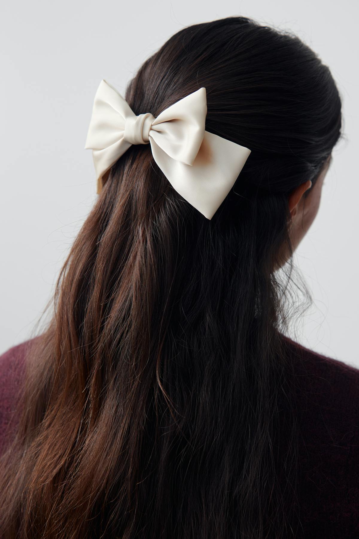 Satin bow hair clip