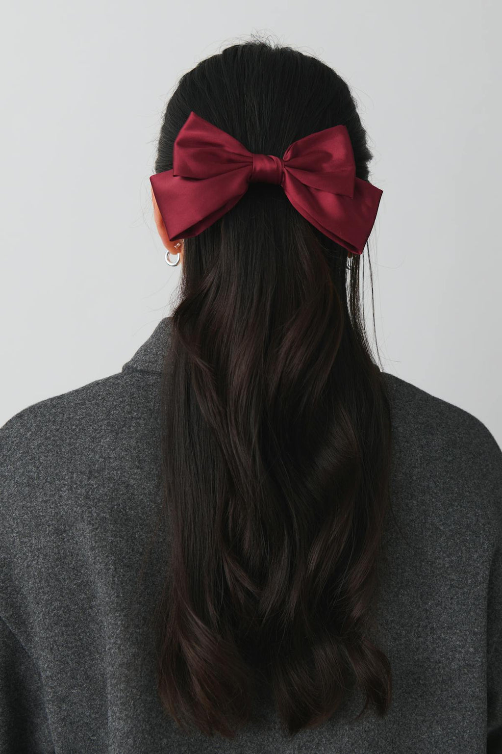Satin bow hair clip
