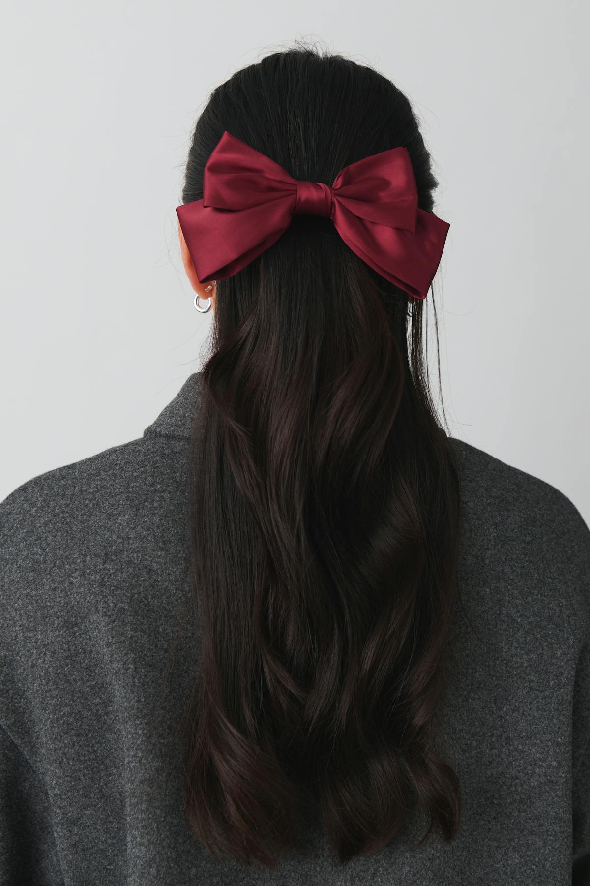 Satin bow hair clip