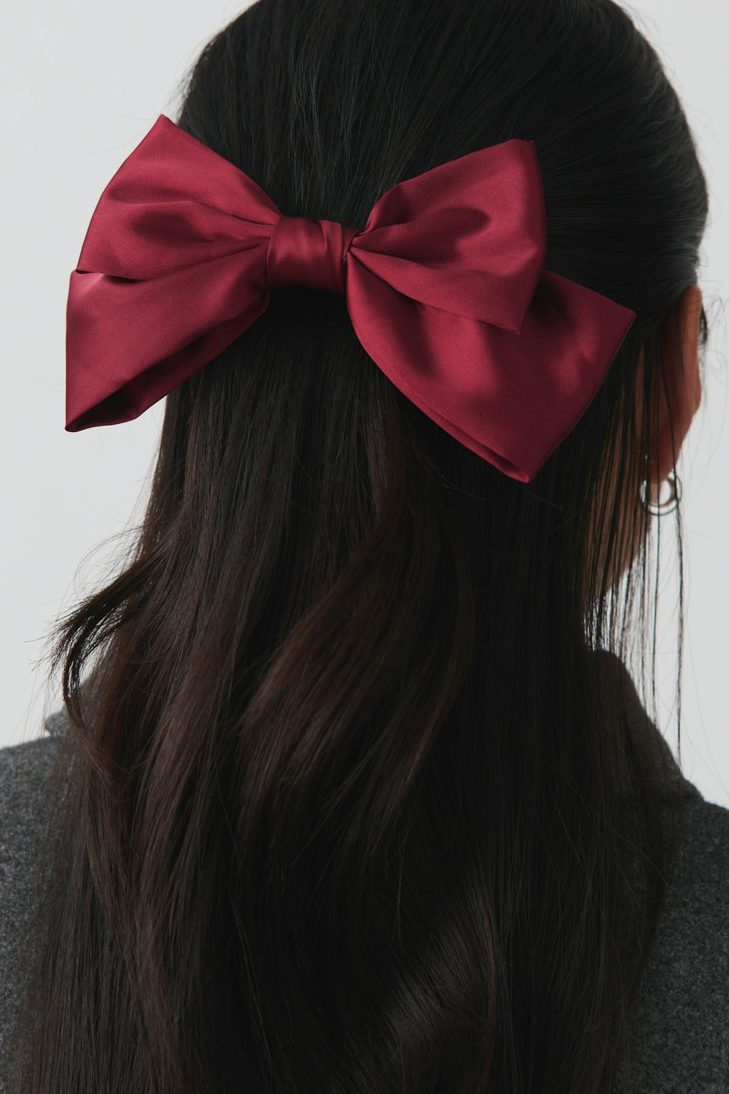 Satin bow hair clip
