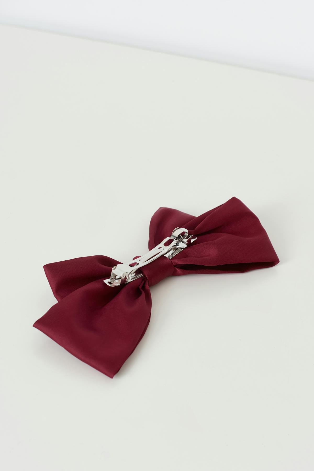 Satin bow hair clip