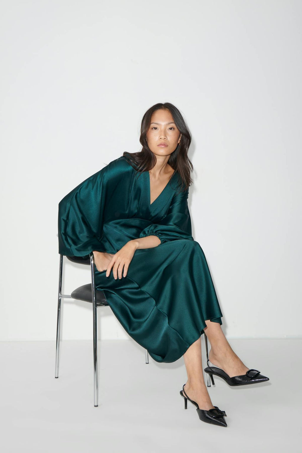 satin midaxi dress