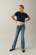 Low boot embroidery jeans