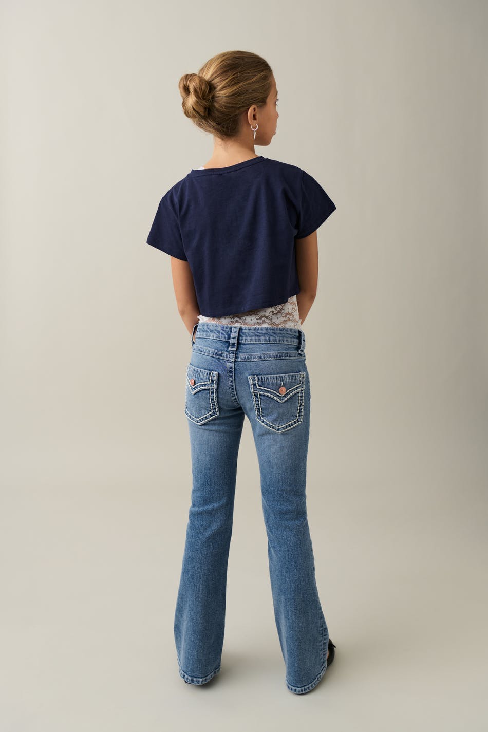 Low boot embroidery jeans