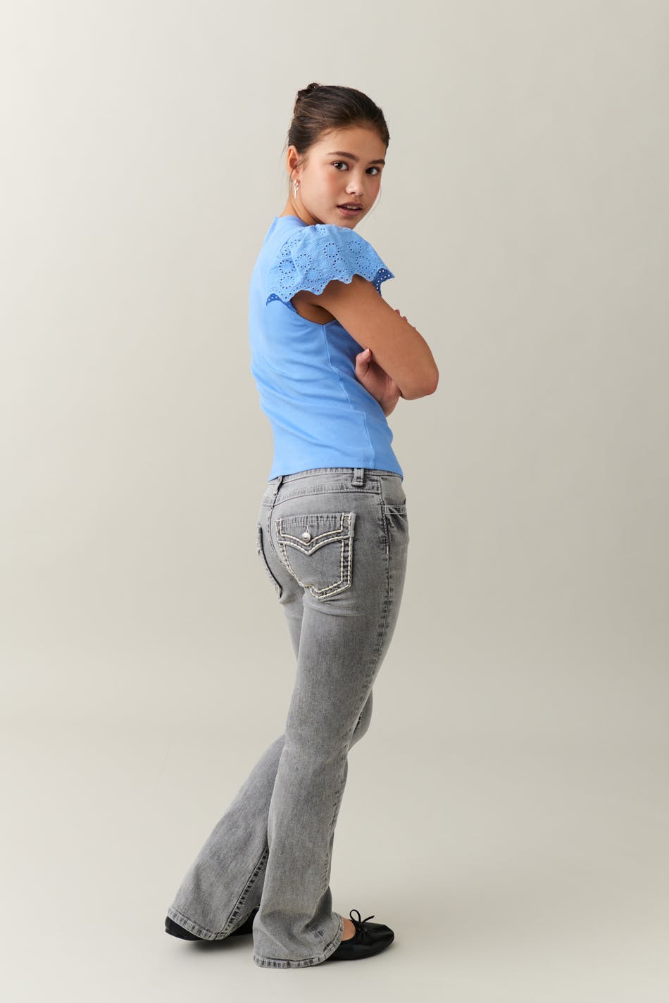 Low boot embroidery jeans