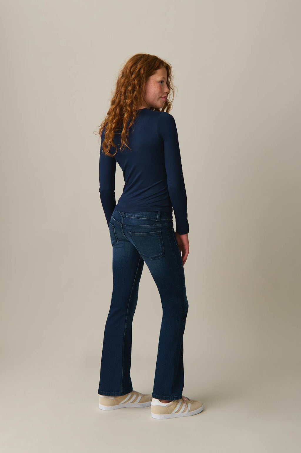 Pleated flare jeans
