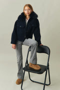 Y fur collar jacket