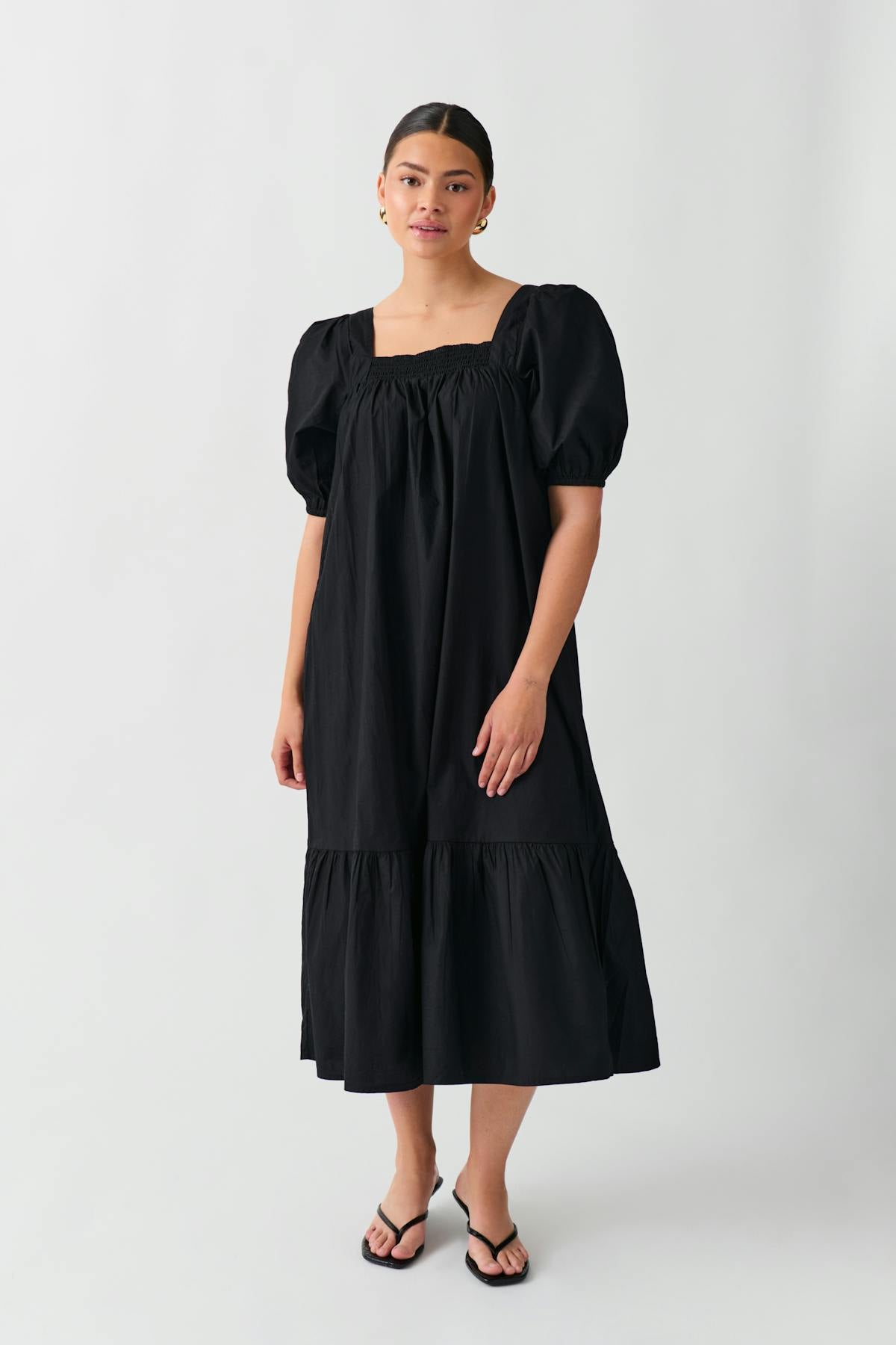 Puff sleeve midi dress