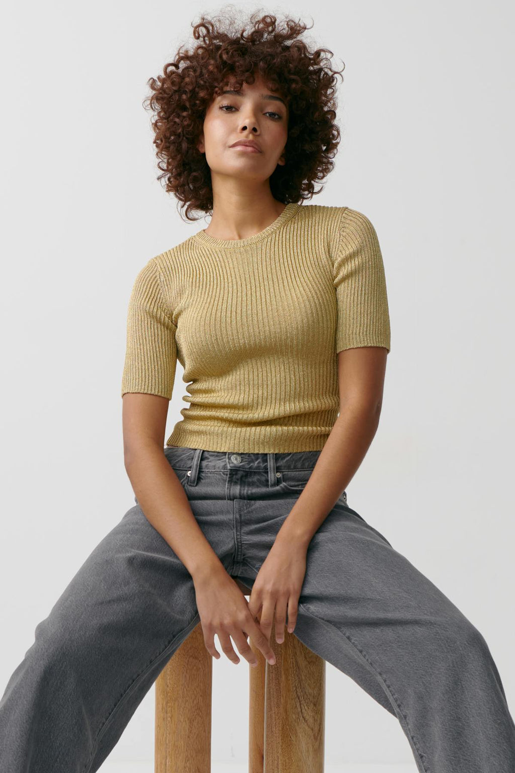 Metallic knitted tee