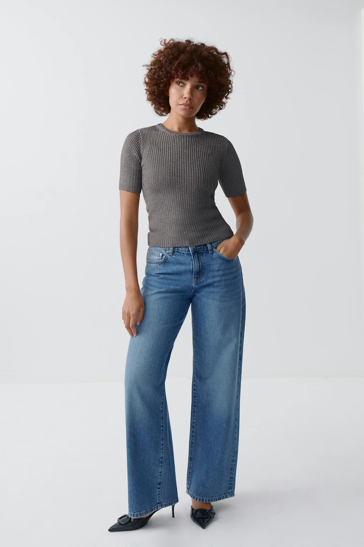 Metallic knitted tee