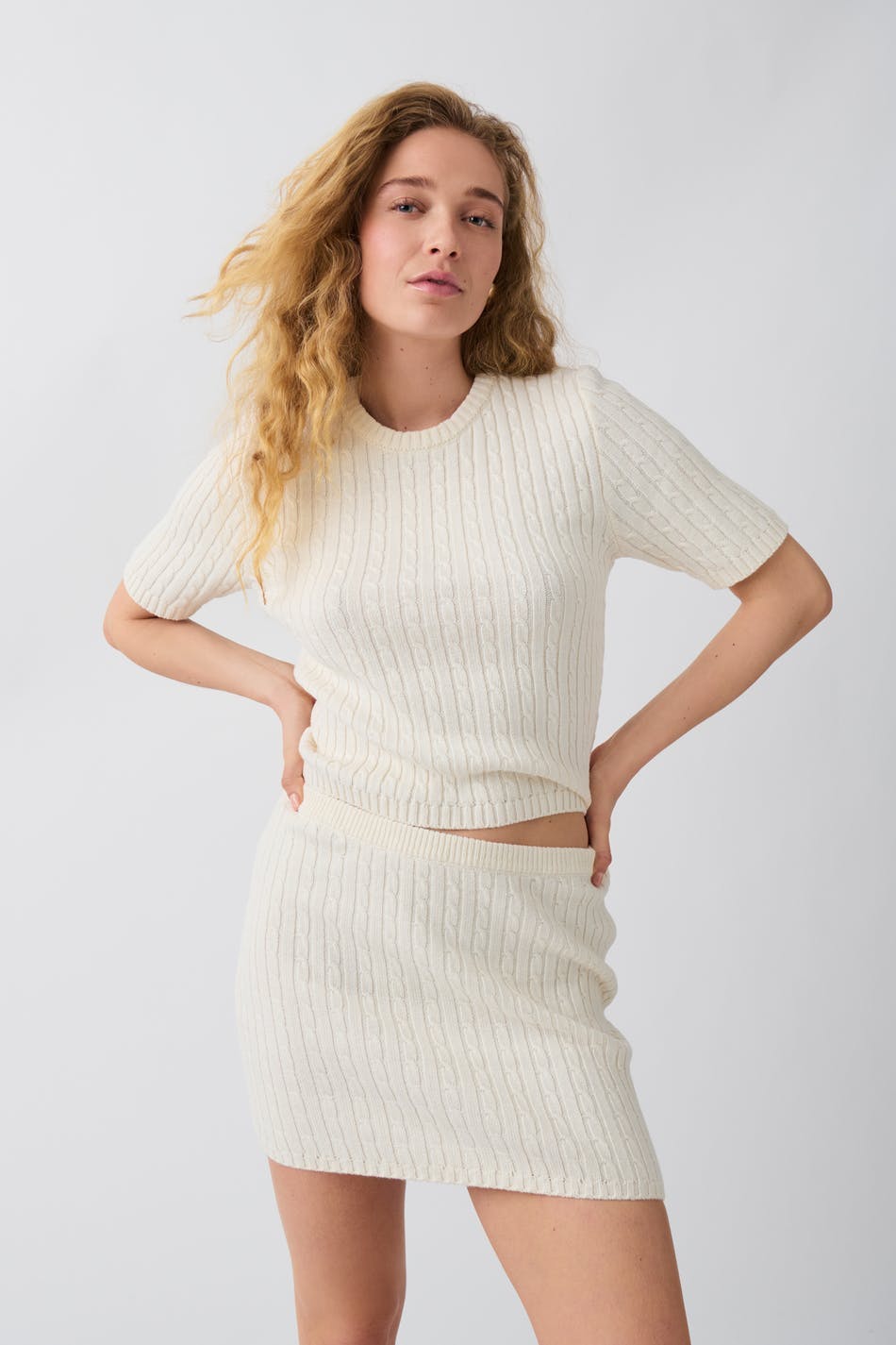 Knitted cable skirt