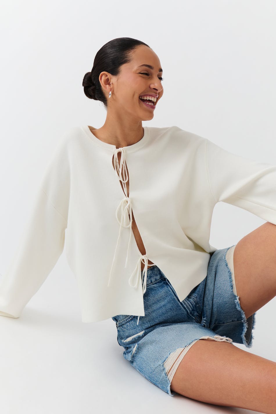 knitted tie cardigan