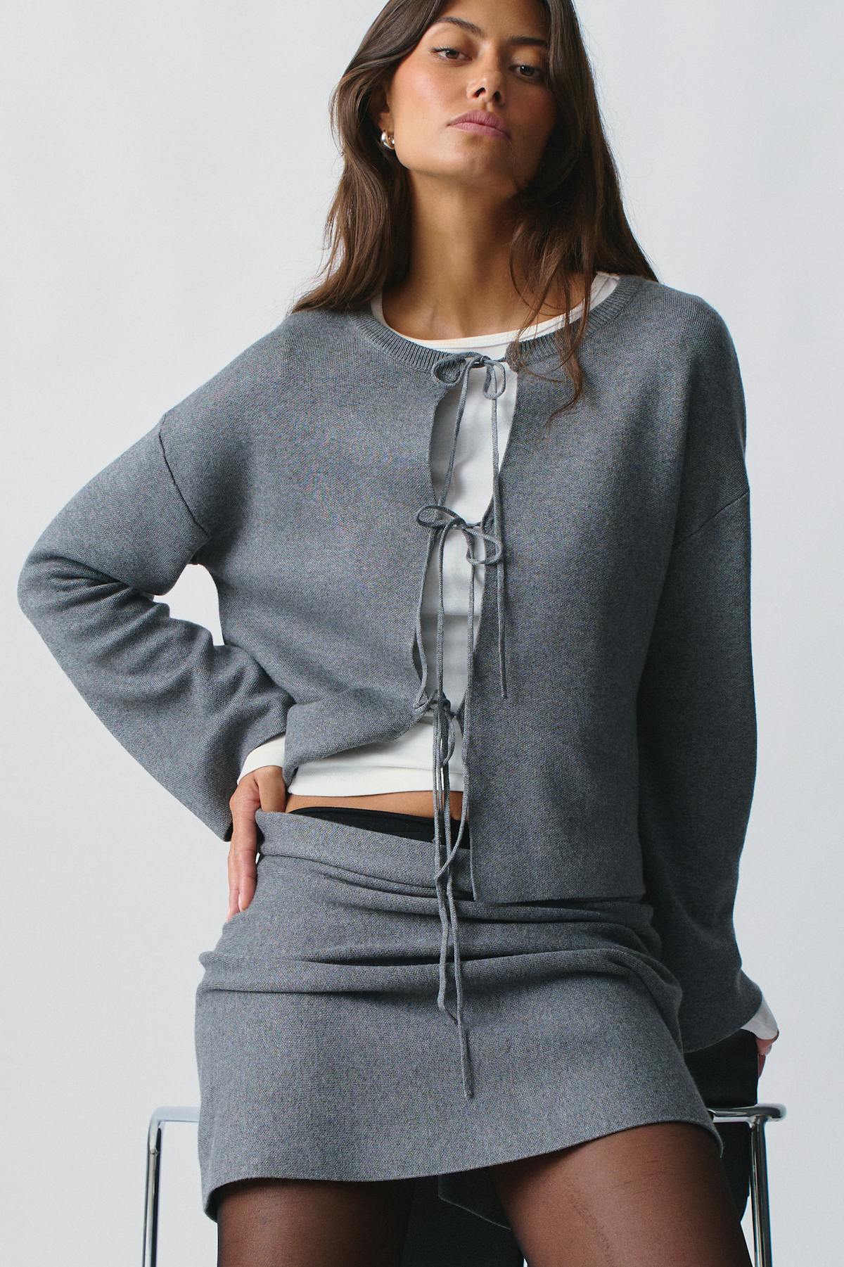 knitted tie cardigan