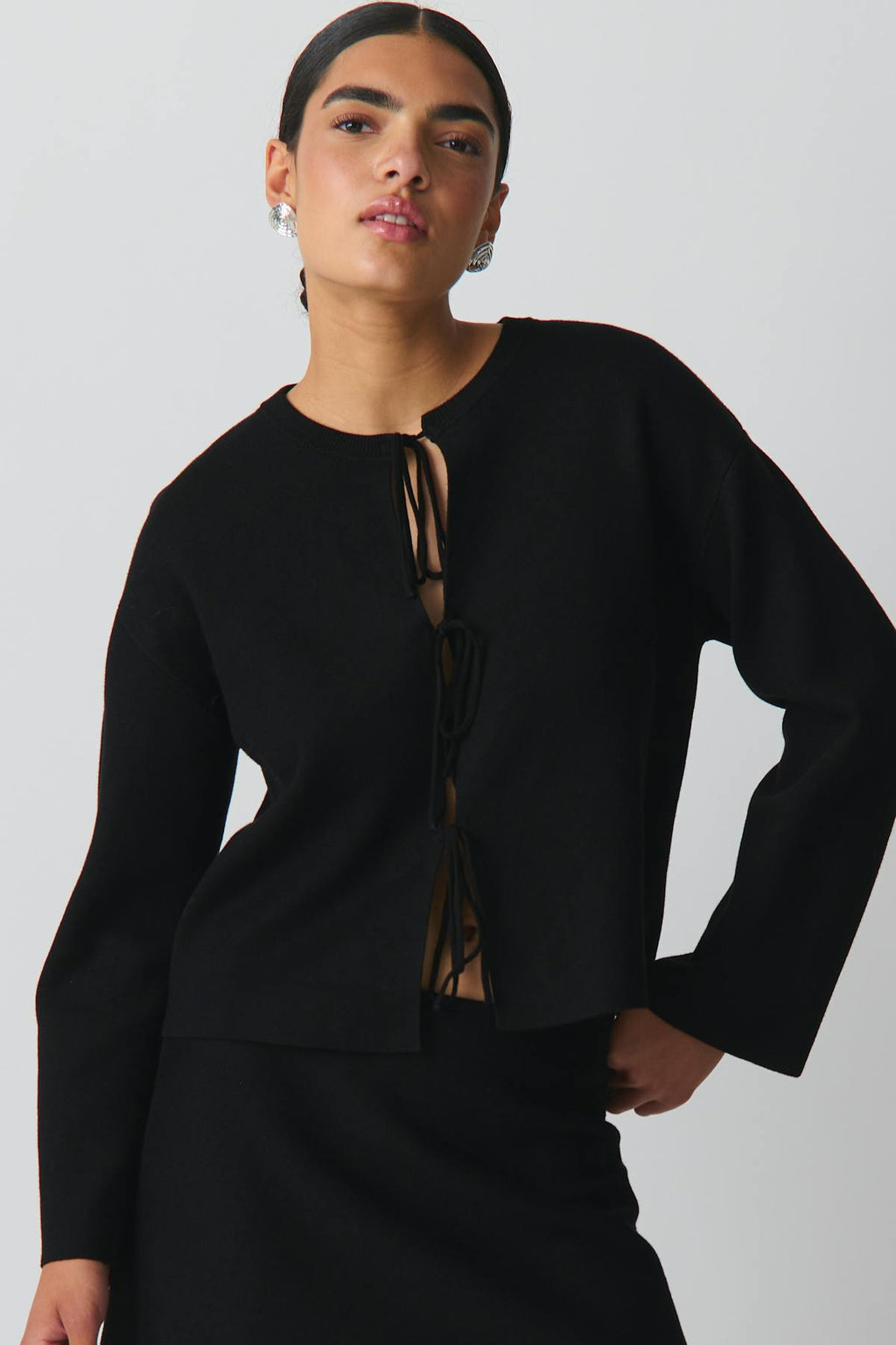 knitted tie cardigan