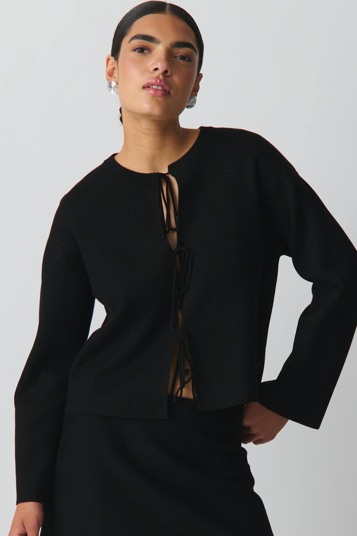 knitted tie cardigan