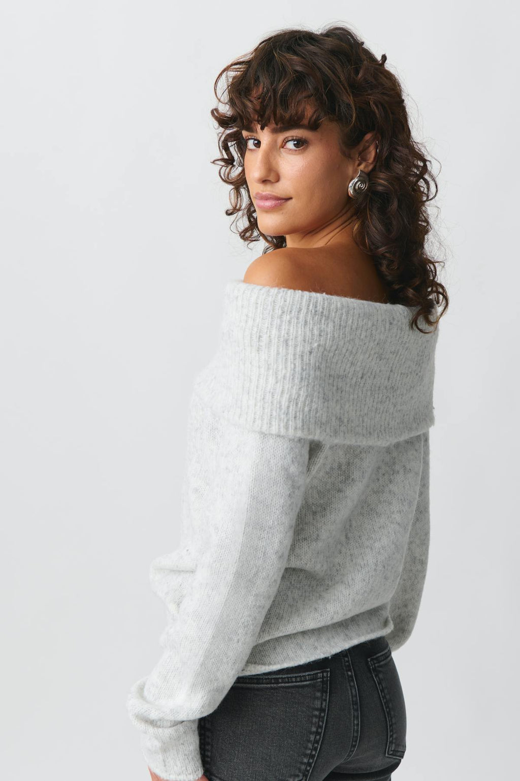 knitted off shoulder sweater