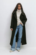 Belted wool blend coat