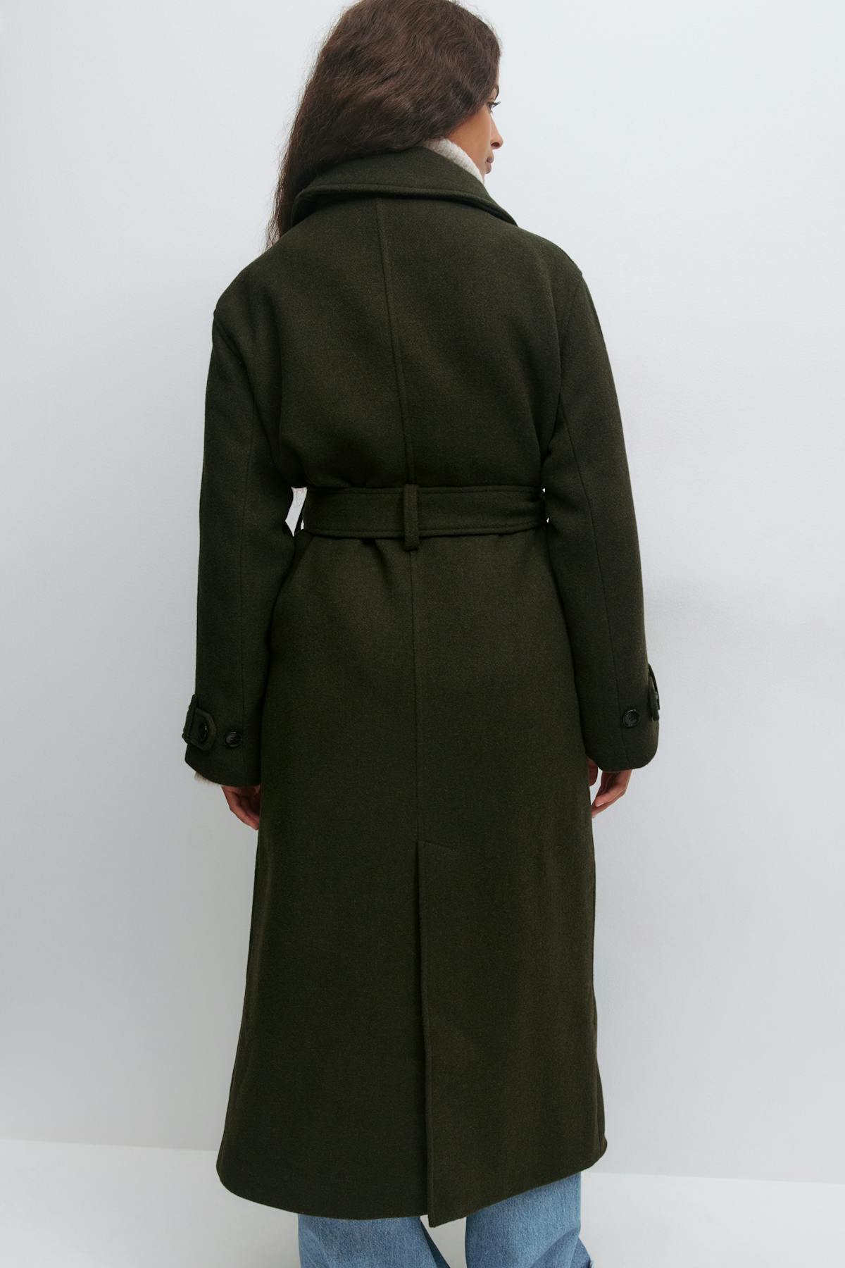 Belted wool blend coat