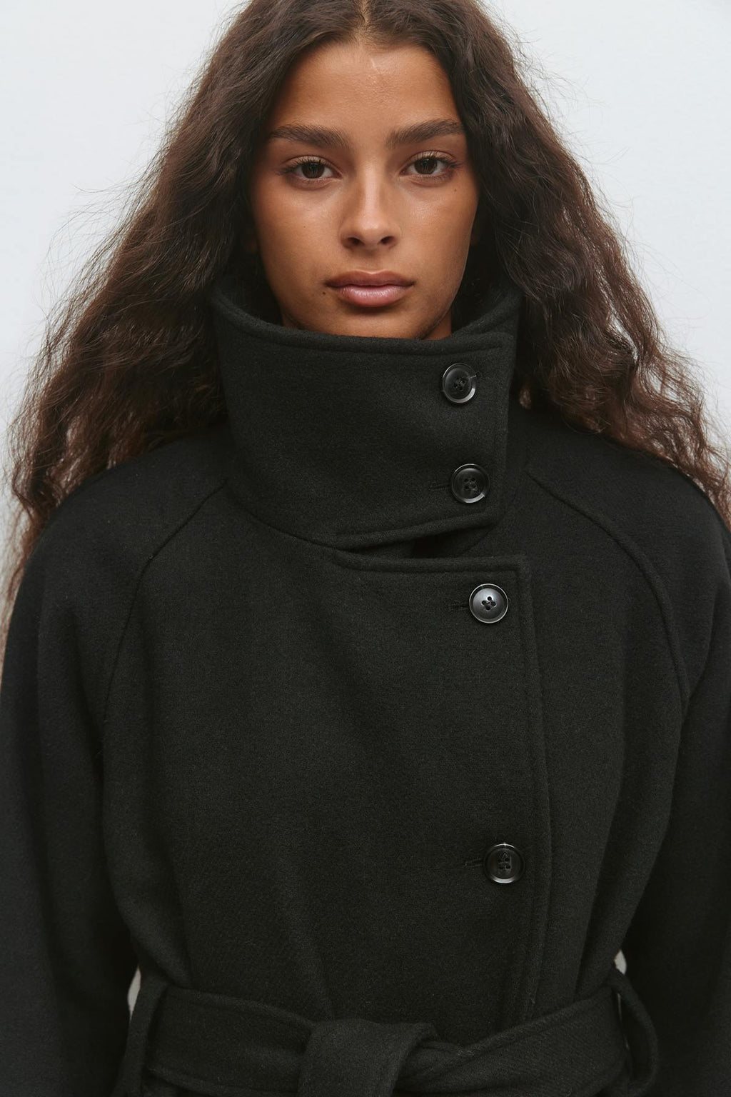Belted wool blend coat
