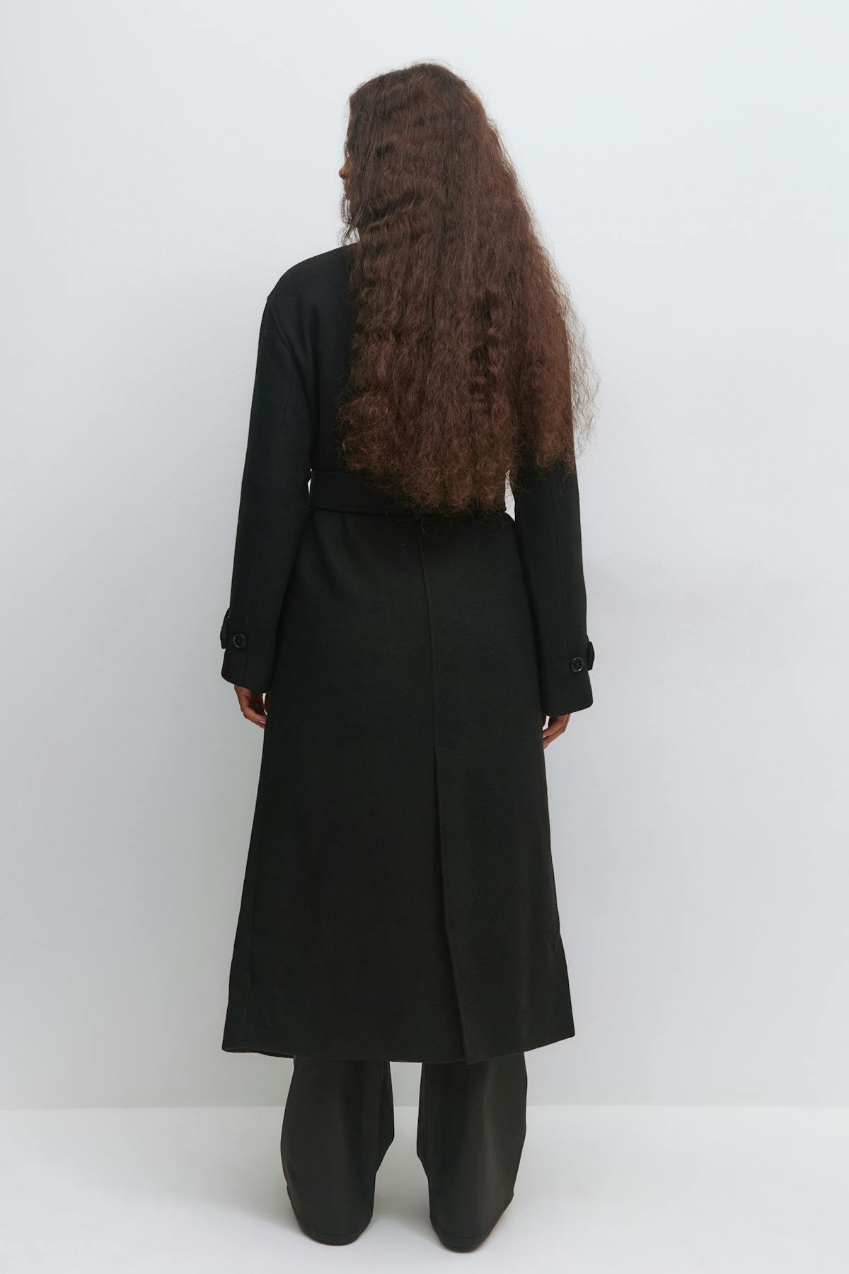 Belted wool blend coat