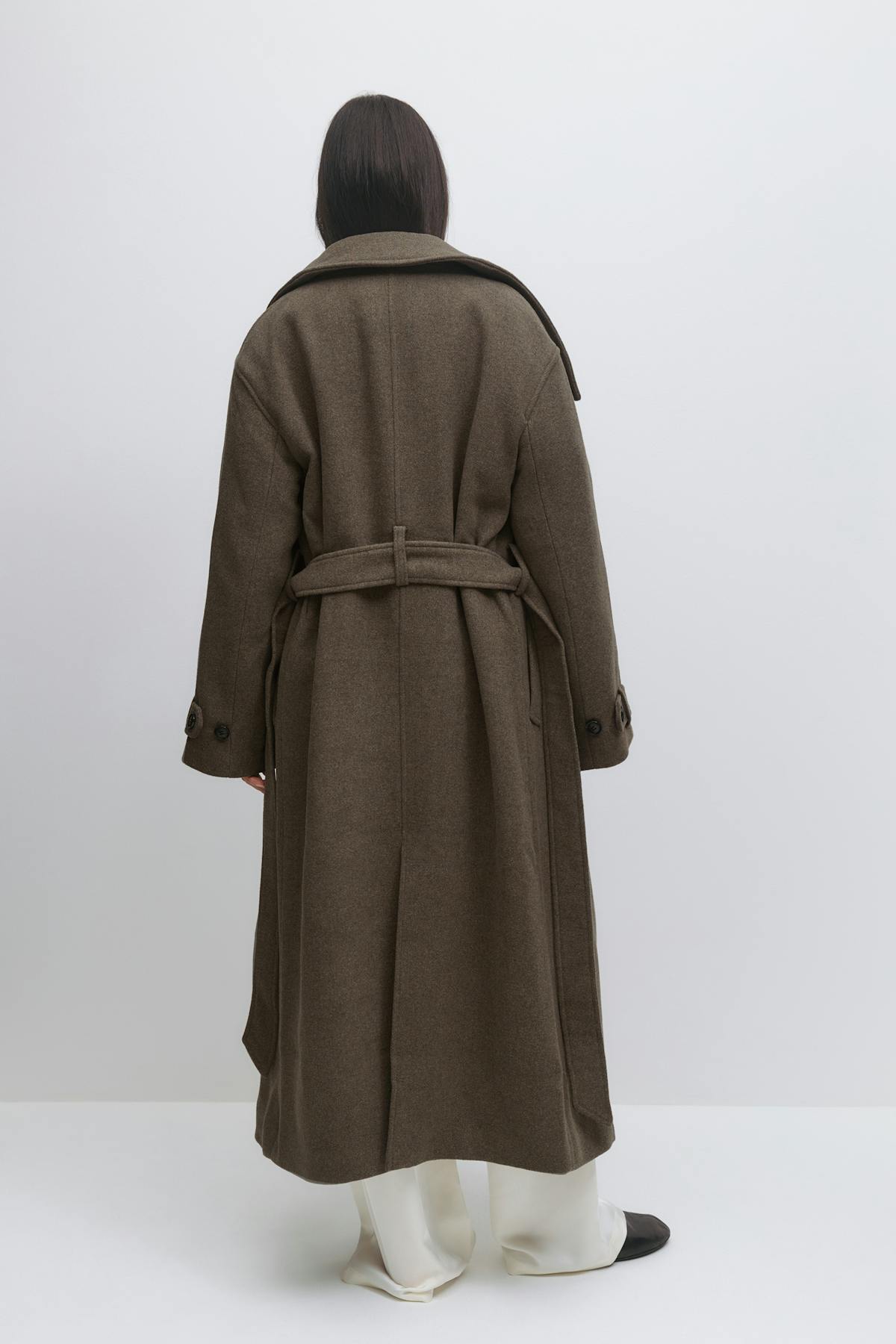 Belted wool blend coat