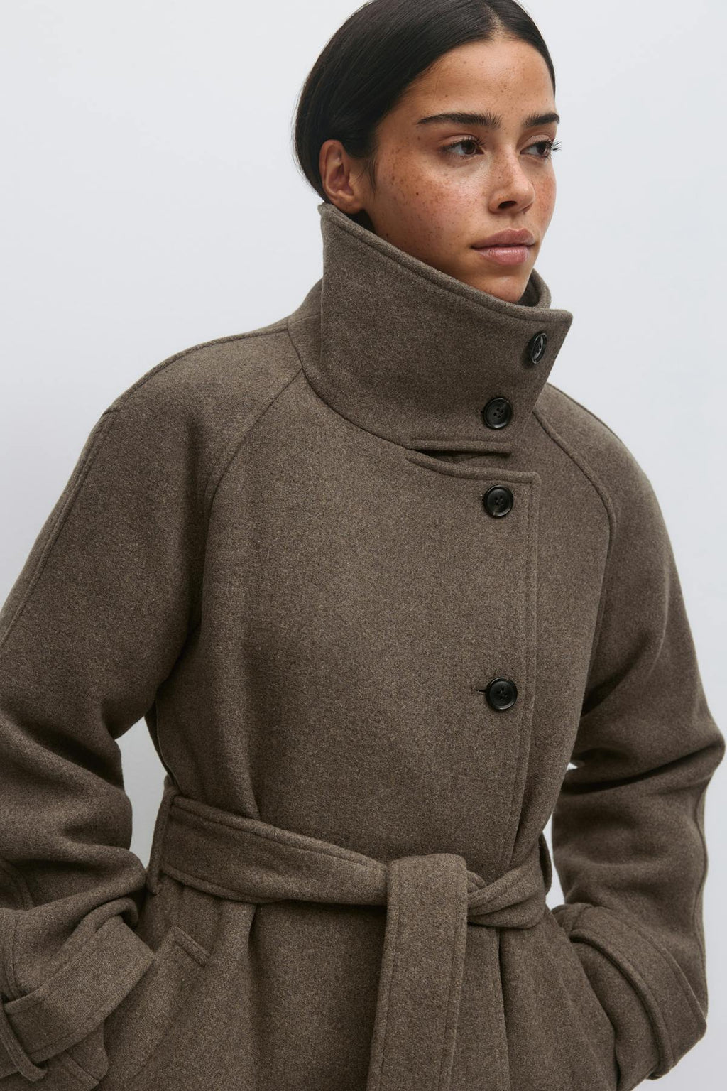 Belted wool blend coat