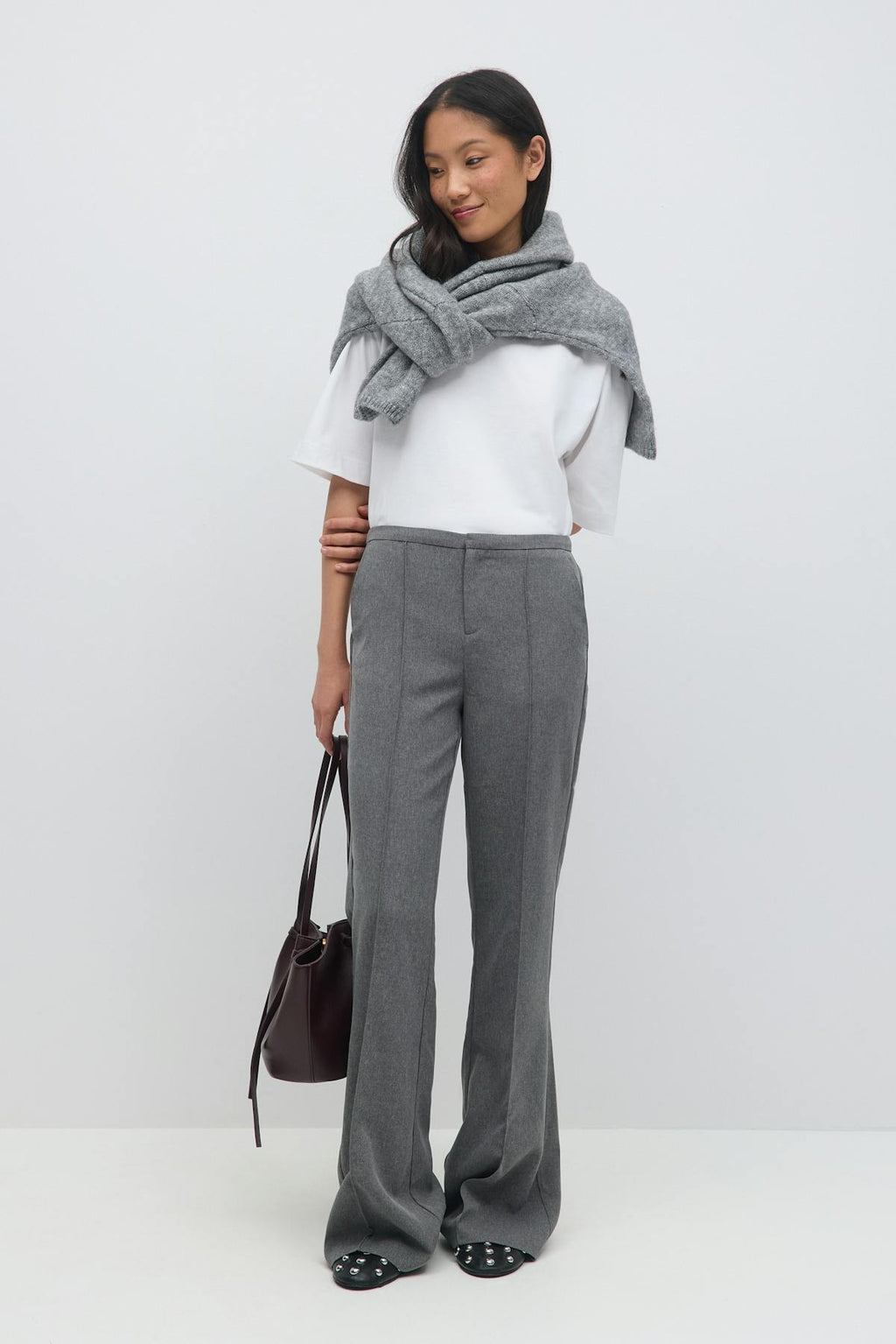 mid waist bootcut trousers