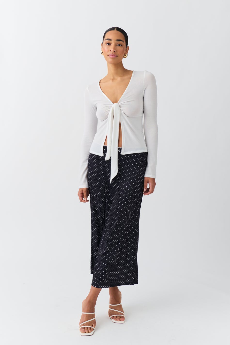 Bow midi skirt