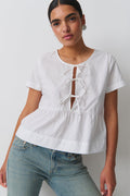 peplum tie blouse
