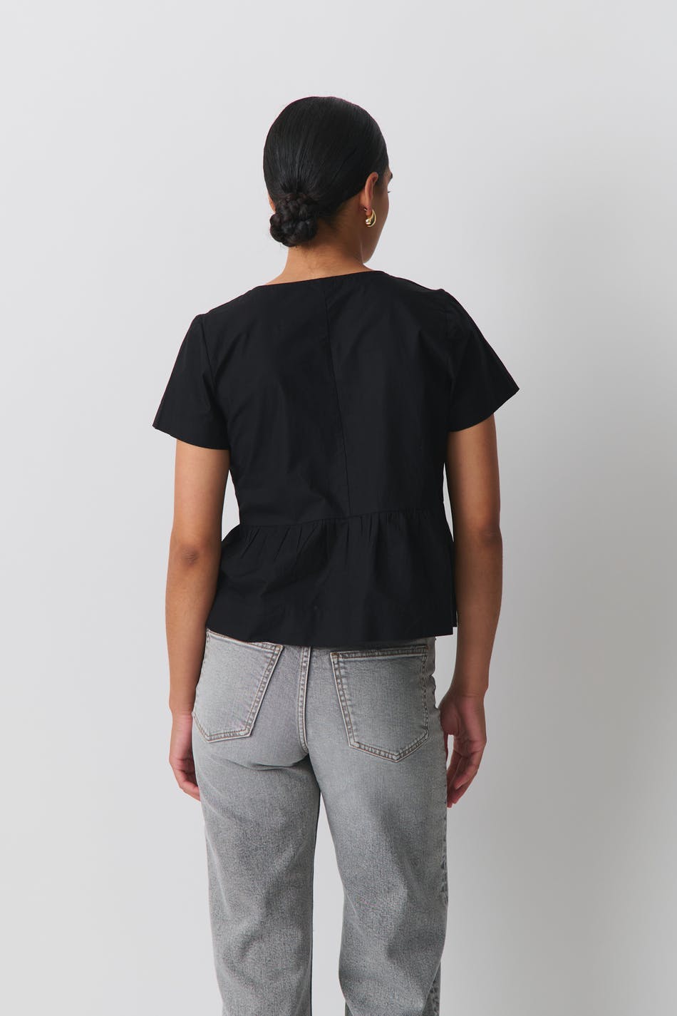 peplum tie blouse