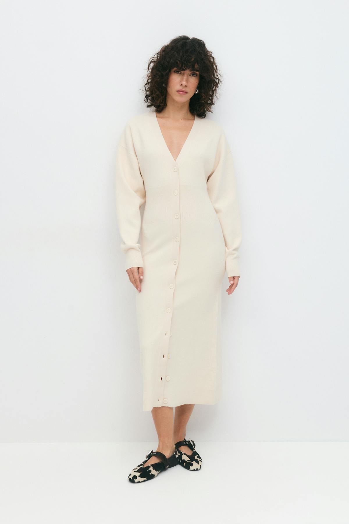knitted button down dress