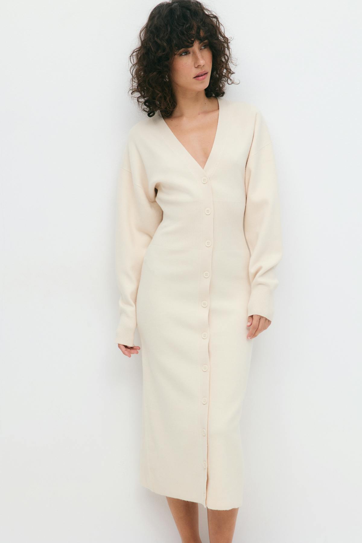 knitted button down dress