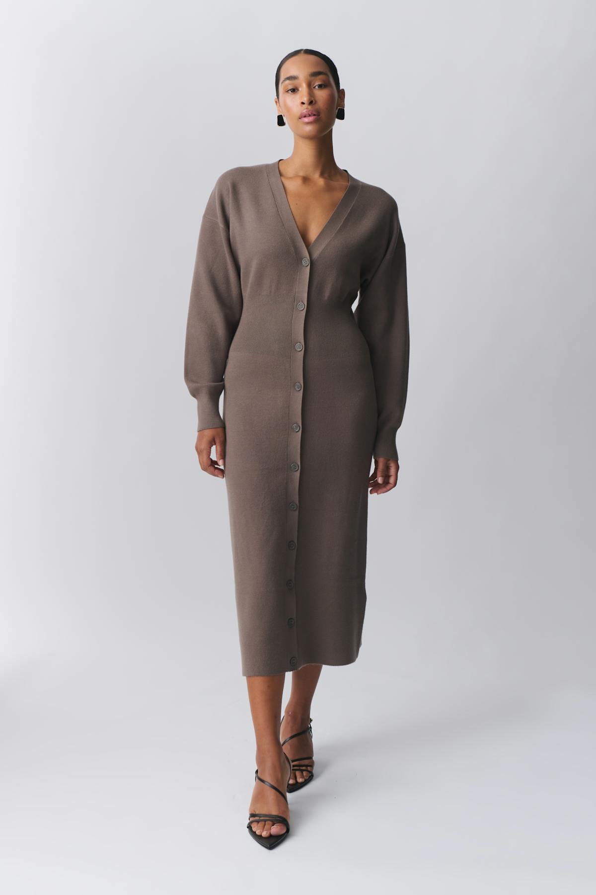 knitted button down dress