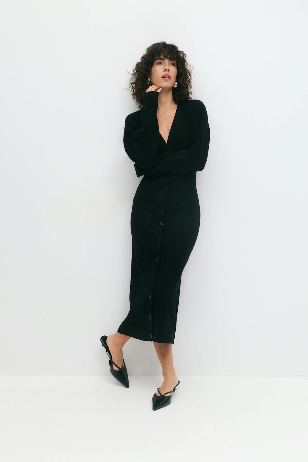 knitted button down dress