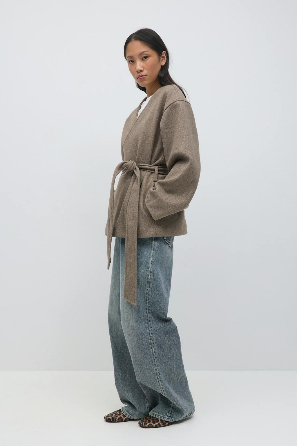 Belted short coat