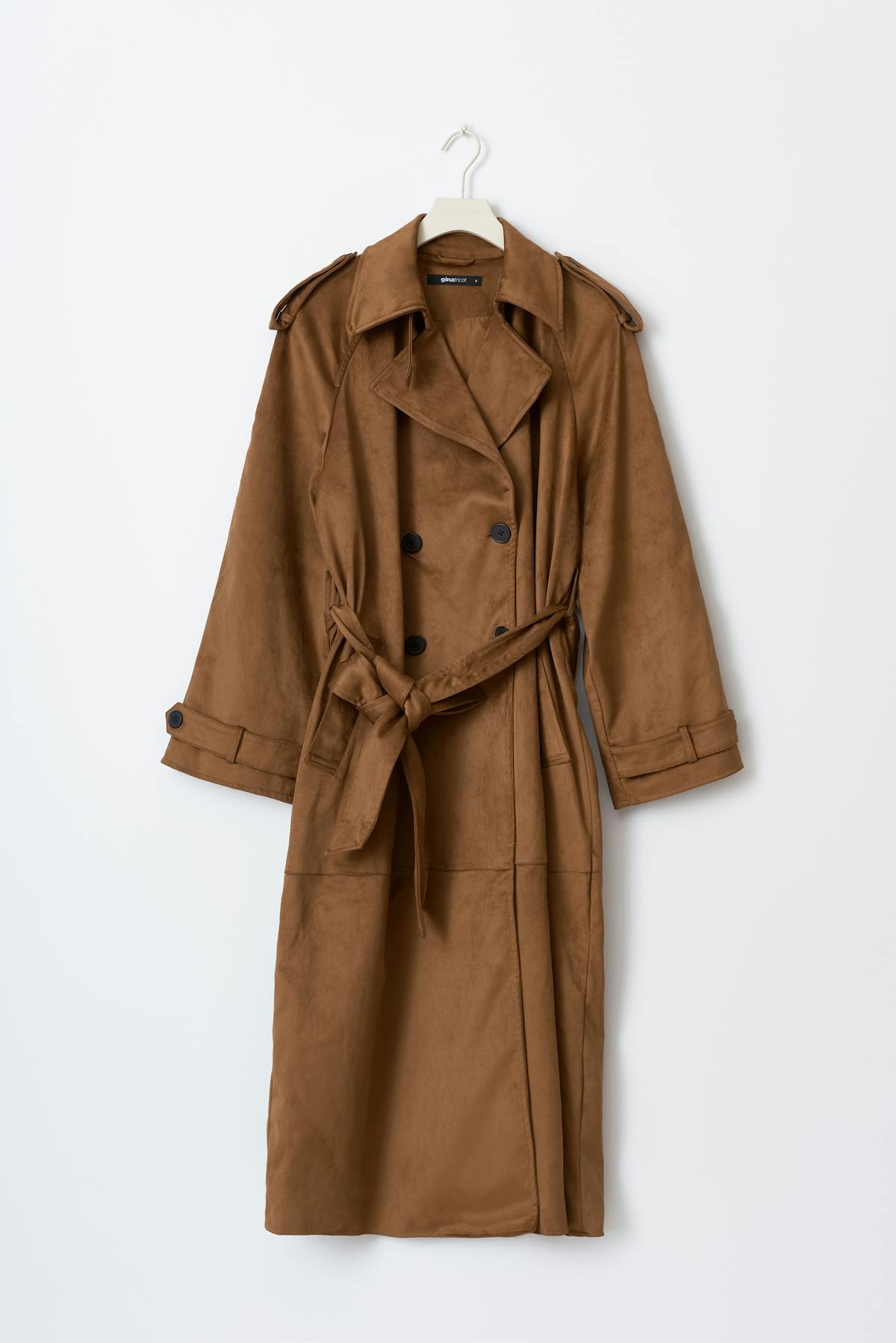 Faux suede trench coat