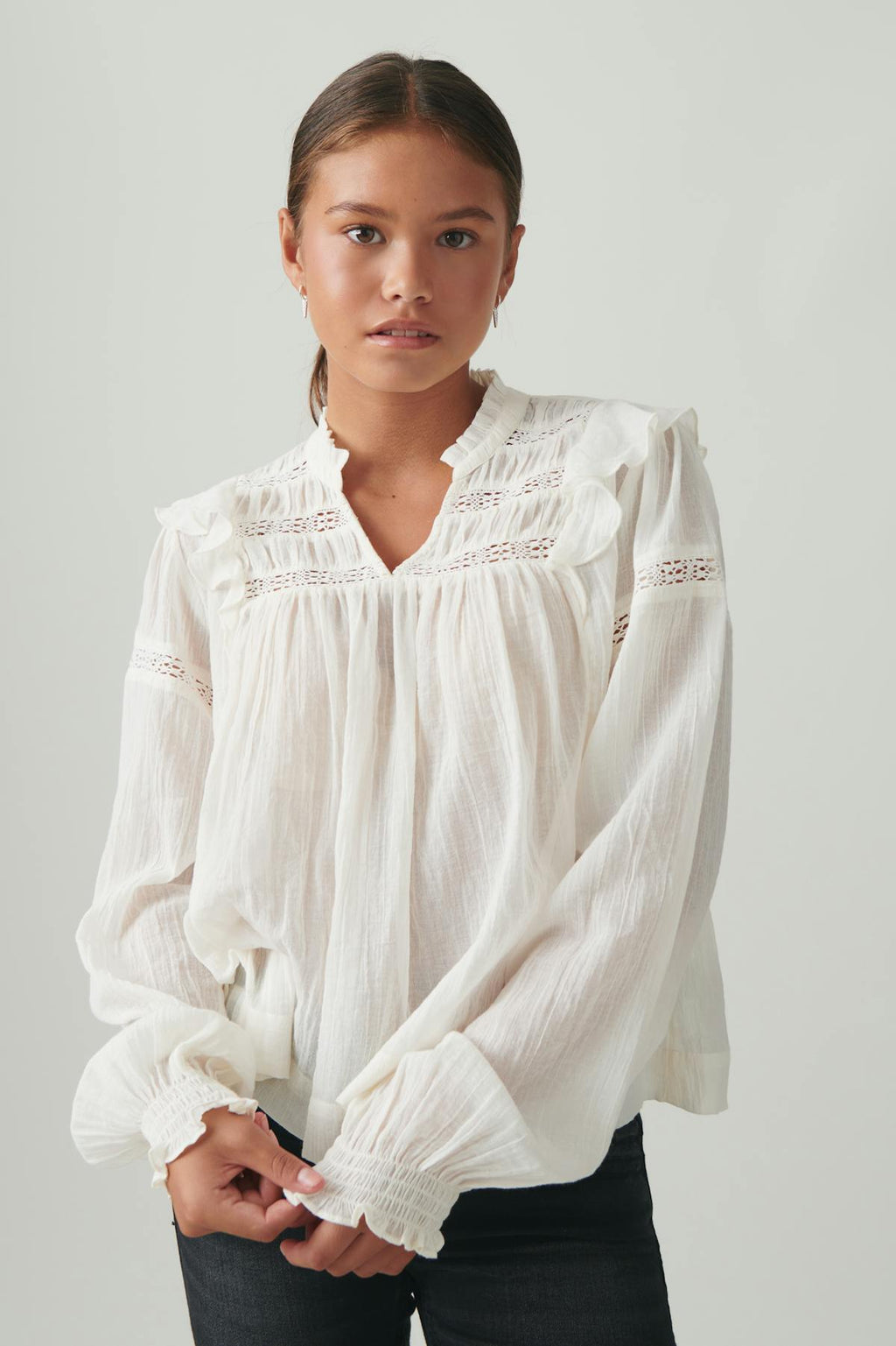Y boho lace blouse