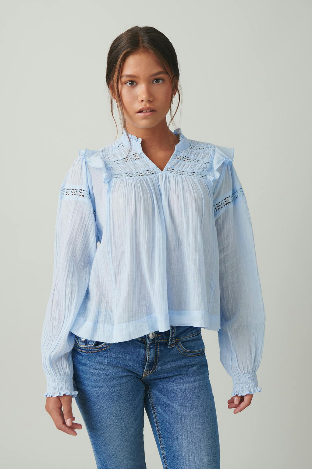 Y boho lace blouse